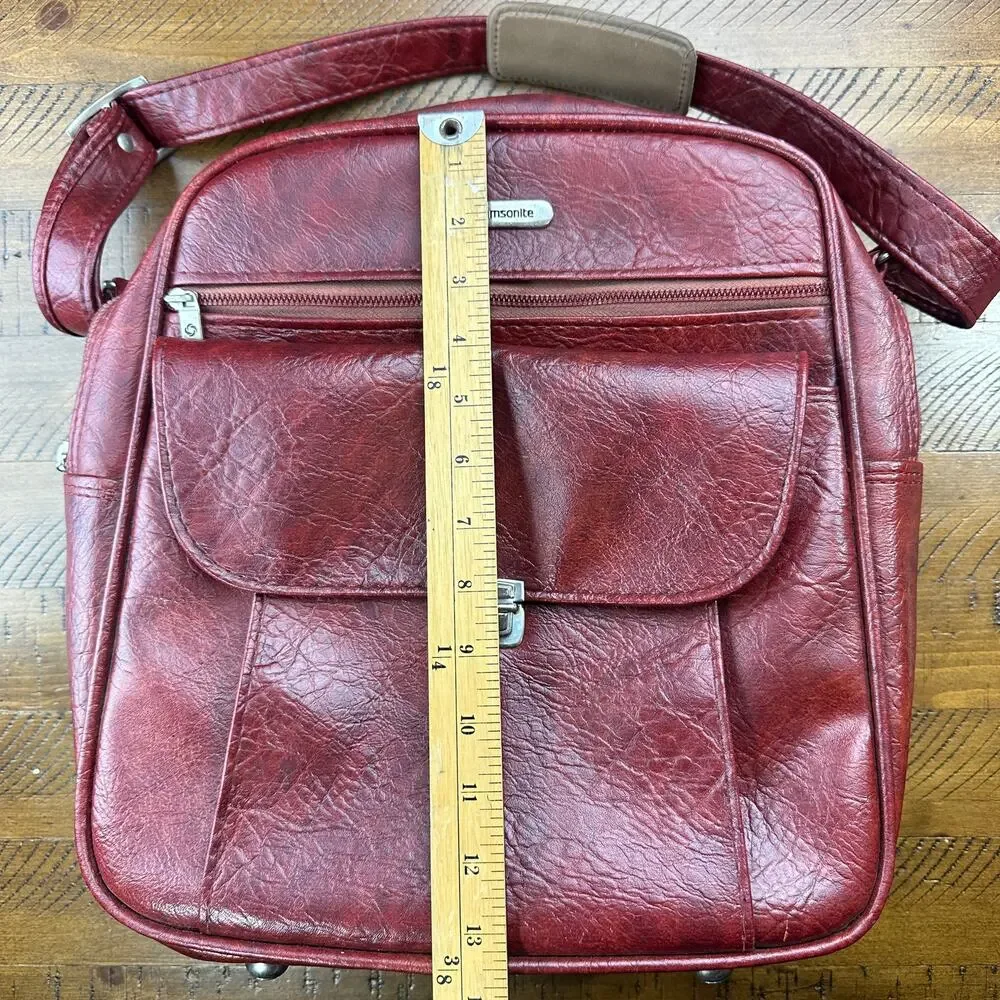 Vintage Samsonite Sonora II Dark Red Faux Leather Carry-On Travel Tote Bag CLEAN